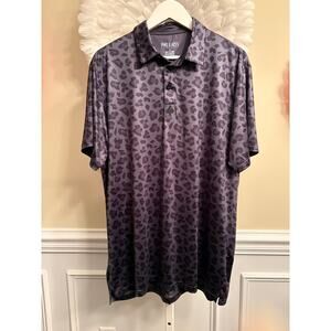 PINS & ACES BLACK AND GRAY  LEOPARD PRINT POLO SIZE XL